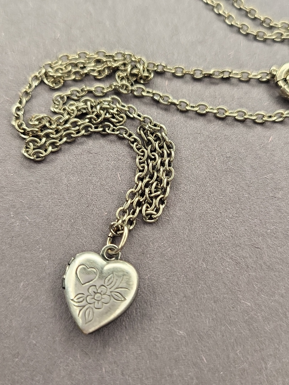 Silver Heart-Shaped Locket Necklace